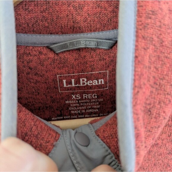 L.L.Bean Sweater Fleece Full-Zip Jacket Gingerbread Red Brown Pink XS - Picture 3 of 6